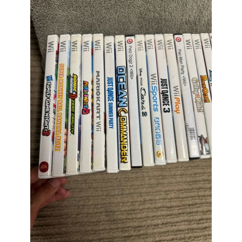 Nintendo Wii Console RVL-001 White Bundle with 19 Games Mario Kart Wii Sports